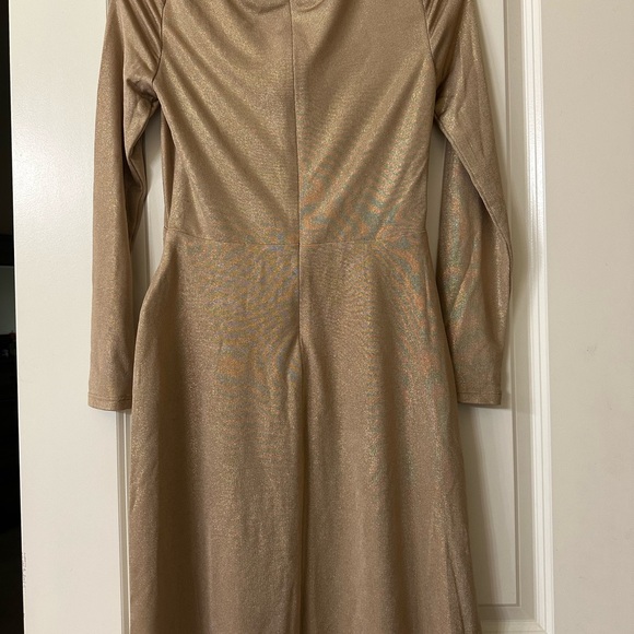 Ralph Lauren Gold Foil-Print Jersey Cocktail Dress Black Label - Picture 2 of 2